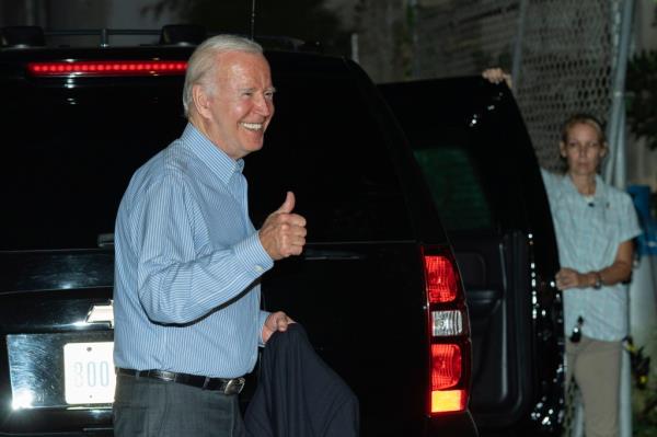 Biden on vacation on the Virgin Islands wher<em></em>e he stayed at the home of businesspeople Bill and Co<em></em>nnie Neville.