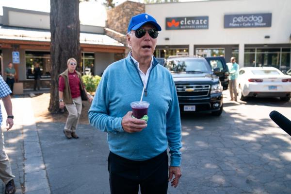 President Biden out while on vacation in Tahoe, California on August 23, 2023.